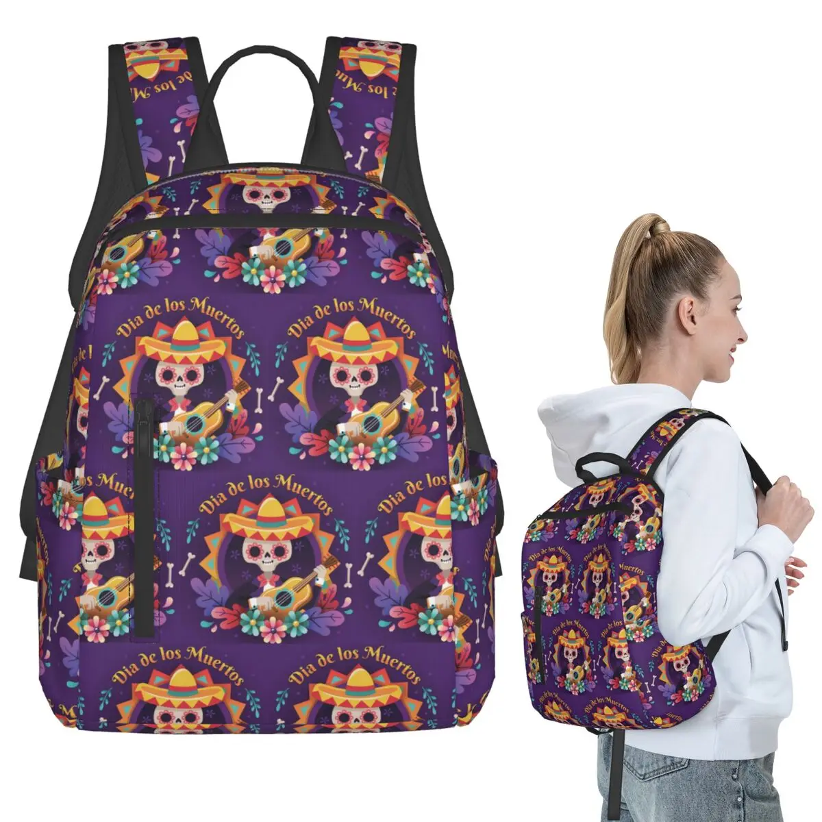 Mexican Sugar Skulls And Flowers Backpack Student BookBag Children School Bag Computer Shoulder Bags Men Women
Mexican Sugar Skulls And Flowers Backpack Student BookBag Children School Bag Computer Shoulder Bags Men Women