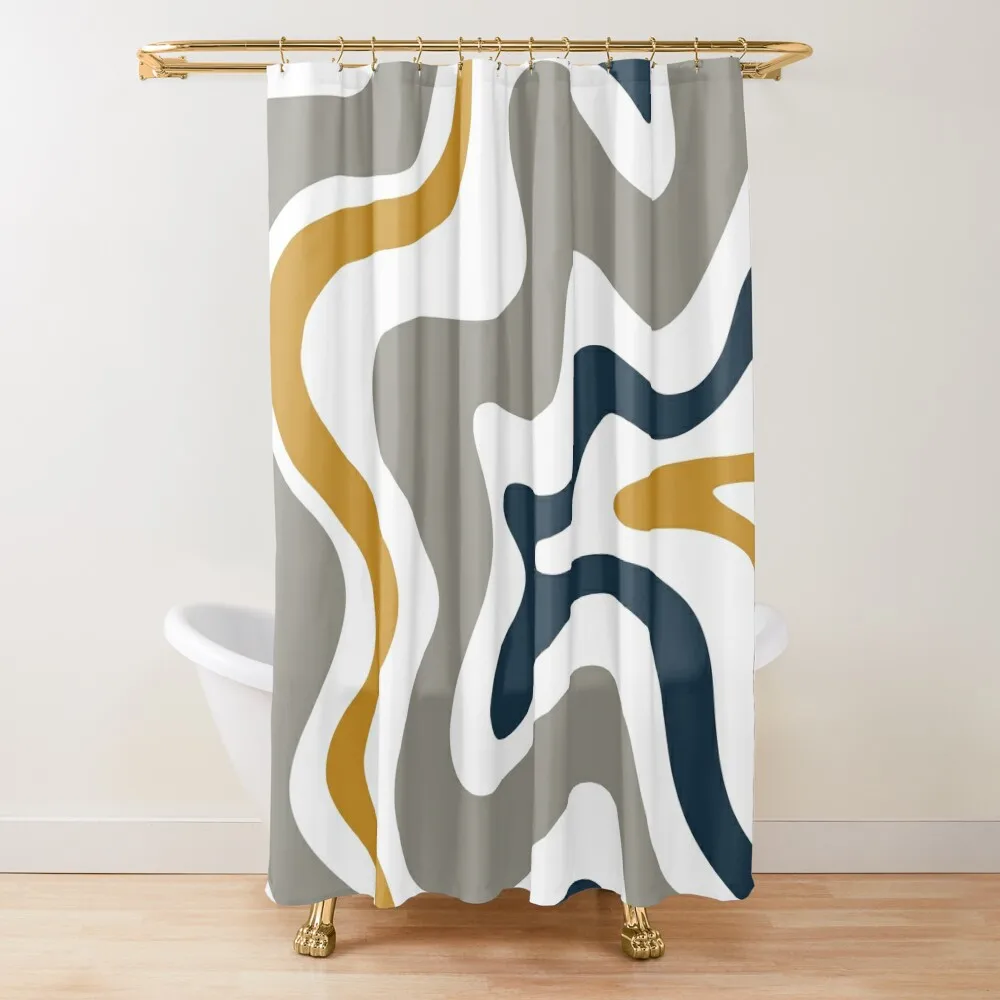 Liquid Swirl Contemporary Abstract in Mustard Yellow, Navy Blue, Grey, and White Shower Curtain For Shower Curtain
Liquid Swirl Contemporary Abstract in Mustard Yellow, Navy Blue, Grey, and White Shower Curtain For Shower Curtain
