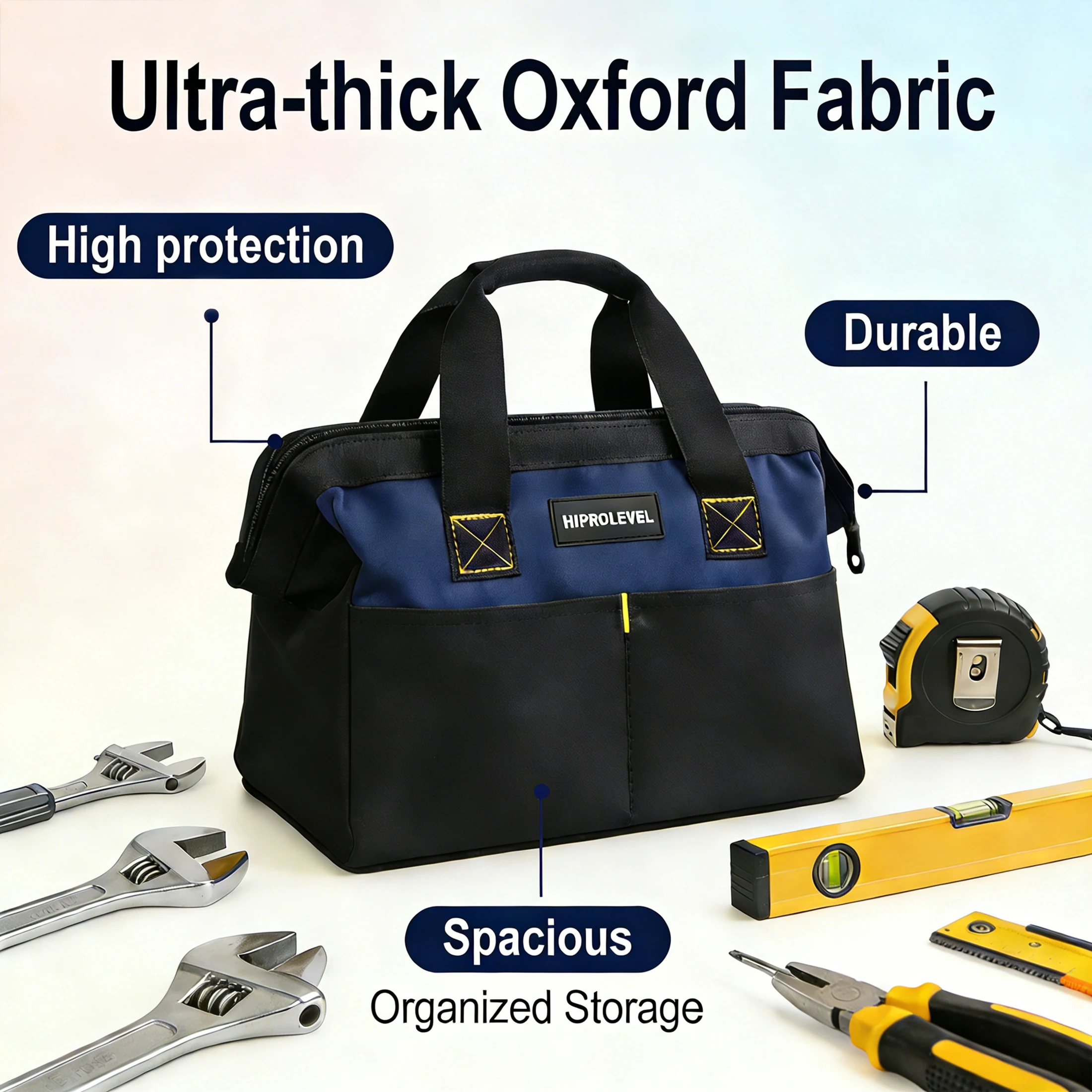 HIPROLEVEL Durable Large Capacity Tool Bag Wear-Resistant Storage Organizer for Tools Keep Your Tools Organized And Portable
HIPROLEVEL Durable Large Capacity Tool Bag Wear-Resistant Storage Organizer for Tools Keep Your Tools Organized And Portable