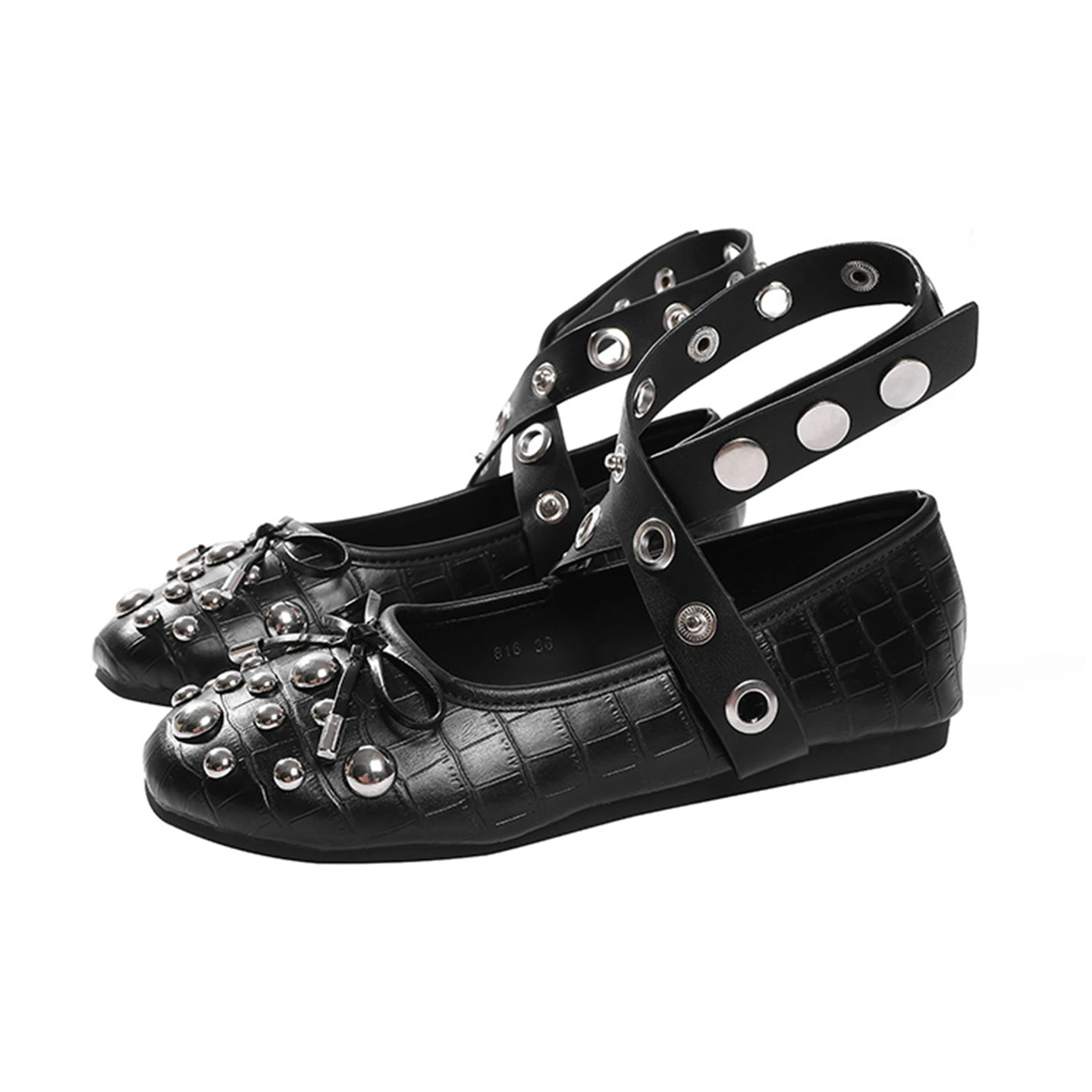 Fashion Rivet Bow Decoration Ballet Flats Women Punk Style Soft Leather Strap Mary Jane Shoes for Women Cozy Dance Casual Shoes
Fashion Rivet Bow Decoration Ballet Flats Women Punk Style Soft Leather Strap Mary Jane Shoes for Women Cozy Dance Casual Shoes