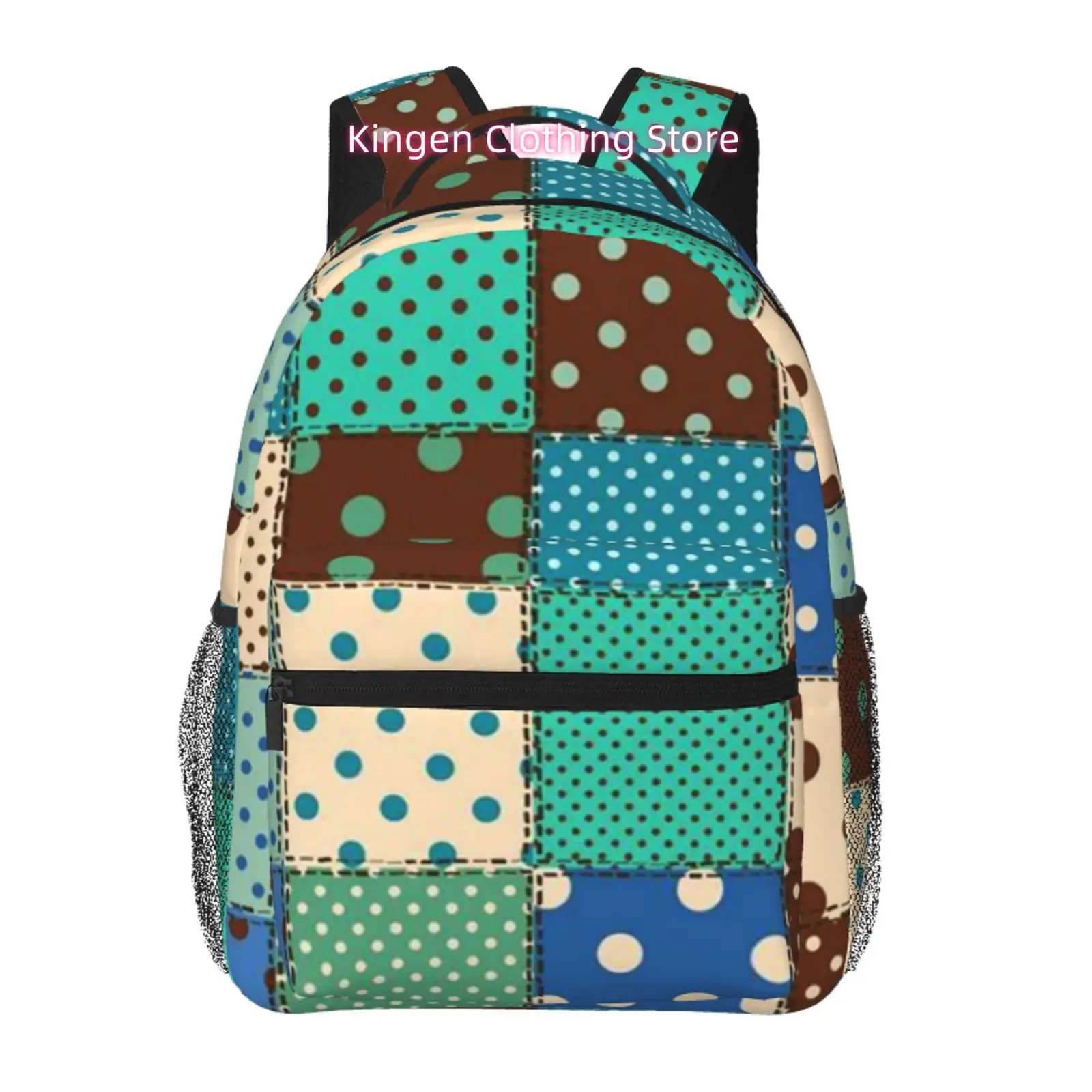 Teal And Brown Polka Dot Patchwork Print Backpack, Oxford Cloth Adjustable Strap Casual Daypack for Travel And Work Use
Teal And Brown Polka Dot Patchwork Print Backpack, Oxford Cloth Adjustable Strap Casual Daypack for Travel And Work Use