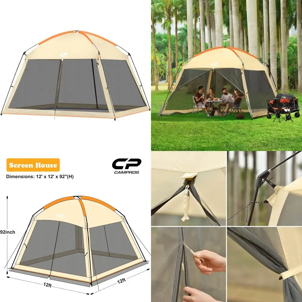 Screened Mesh Canopy 12x12 Ft Outdoor Patio Shelter Gazebo for Camping Activities Beige 
Screened Mesh Canopy 12x12 Ft Outdoor Patio Shelter Gazebo for Camping Activities Beige