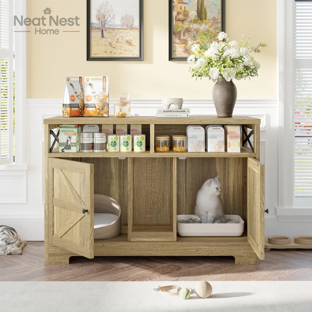 Cat Litter Box Enclosure for 2 Cats, Double Hidden Litter Box Furniture Cat Washroom Farmhouse Indoor Cat House End Table, Brown
Cat Litter Box Enclosure for 2 Cats, Double Hidden Litter Box Furniture Cat Washroom Farmhouse Indoor Cat House End Table, Brown