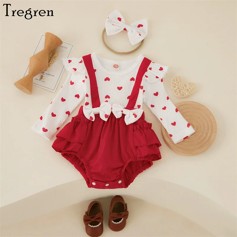 Tregren Valentine's Day Infant Baby Girls Romper Heart Print Long Fly Sleeve Crew Neck Ruffles Jumpsuits with Bow Headband Set
Tregren Valentine's Day Infant Baby Girls Romper Heart Print Long Fly Sleeve Crew Neck Ruffles Jumpsuits with Bow Headband Set