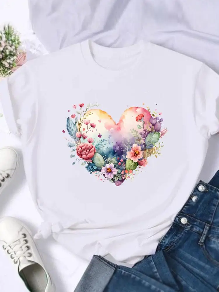 Flower Floral Love Heart Trend Cute Cartoon Shirt Graphic Tee Fashion Female Print T Top Women Clothing Short Sleeve T-shirts
Flower Floral Love Heart Trend Cute Cartoon Shirt Graphic Tee Fashion Female Print T Top Women Clothing Short Sleeve T-shirts