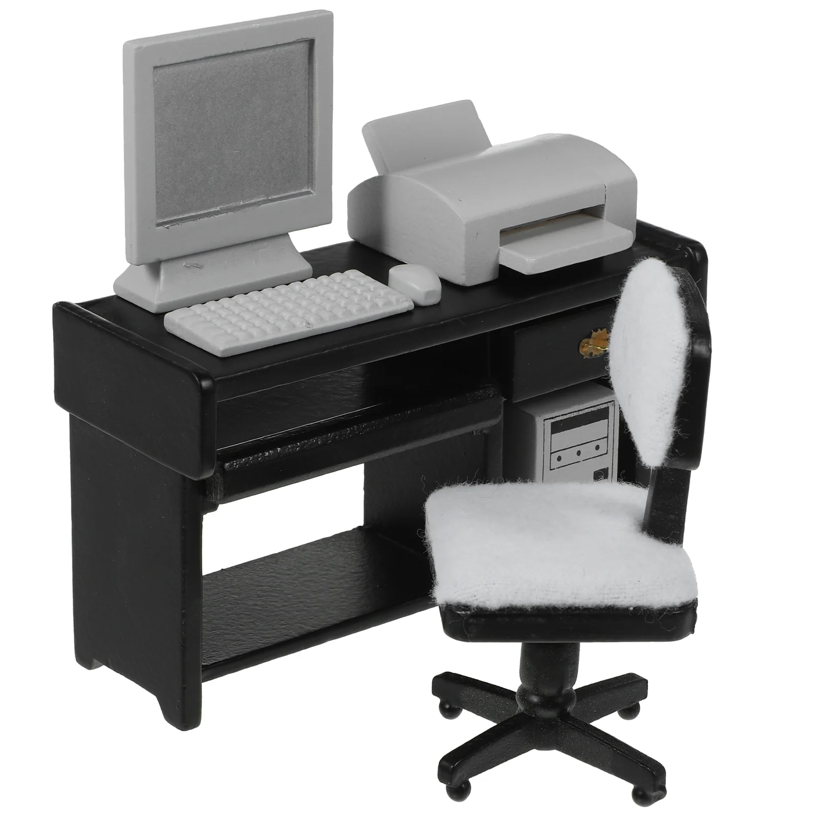 Mini Furniture Model 1 Set White Desk Chair Computer Mouse Keyboard Host Printer Tiny Office Dollhouse Accessories Miniatures
Mini Furniture Model 1 Set White Desk Chair Computer Mouse Keyboard Host Printer Tiny Office Dollhouse Accessories Miniatures