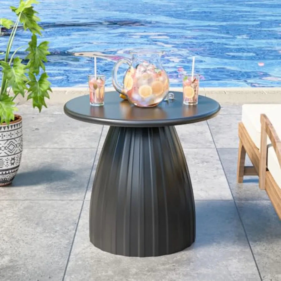 Outdoor patio side table: round metal steel accent table in black weather-resistant for garden pool yard balcony living room de
Outdoor patio side table: round metal steel accent table in black weather-resistant for garden pool yard balcony living room de