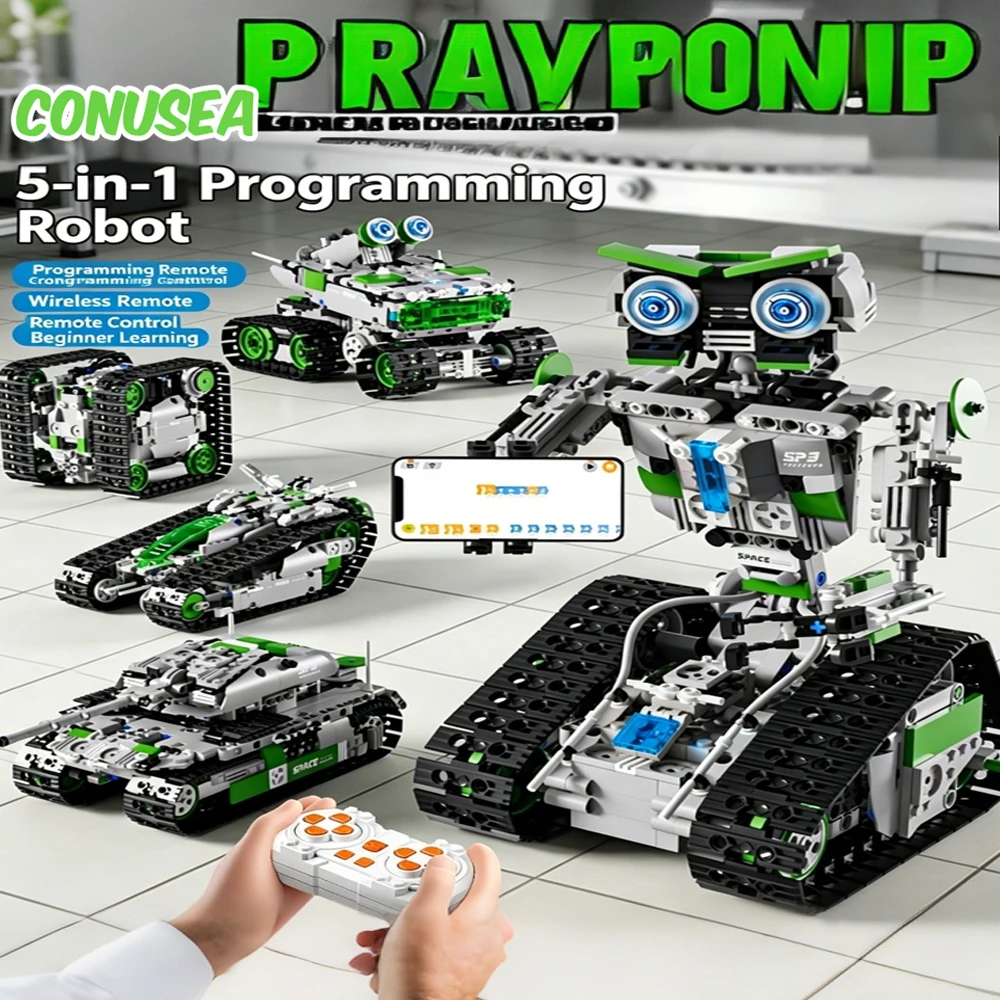 2026 Robot Building Blocks Programmable 5 In 1 Remote Control Humanoid Robots Car Educational Assembly Puzzle Toy for Chidlren
2026 Robot Building Blocks Programmable 5 In 1 Remote Control Humanoid Robots Car Educational Assembly Puzzle Toy for Chidlren
