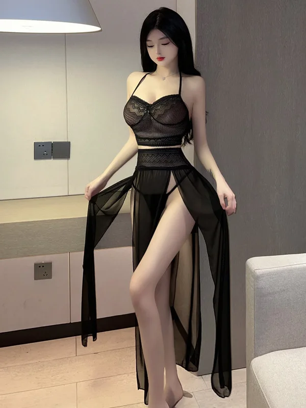 Hollow 2023 New Sexy Out Hanging Transparent Elegant Mature Gentle Charm Fashion Neck Short Strap Split Mesh Skirt Set SXDH
Hollow 2023 New Sexy Out Hanging Transparent Elegant Mature Gentle Charm Fashion Neck Short Strap Split Mesh Skirt Set SXDH