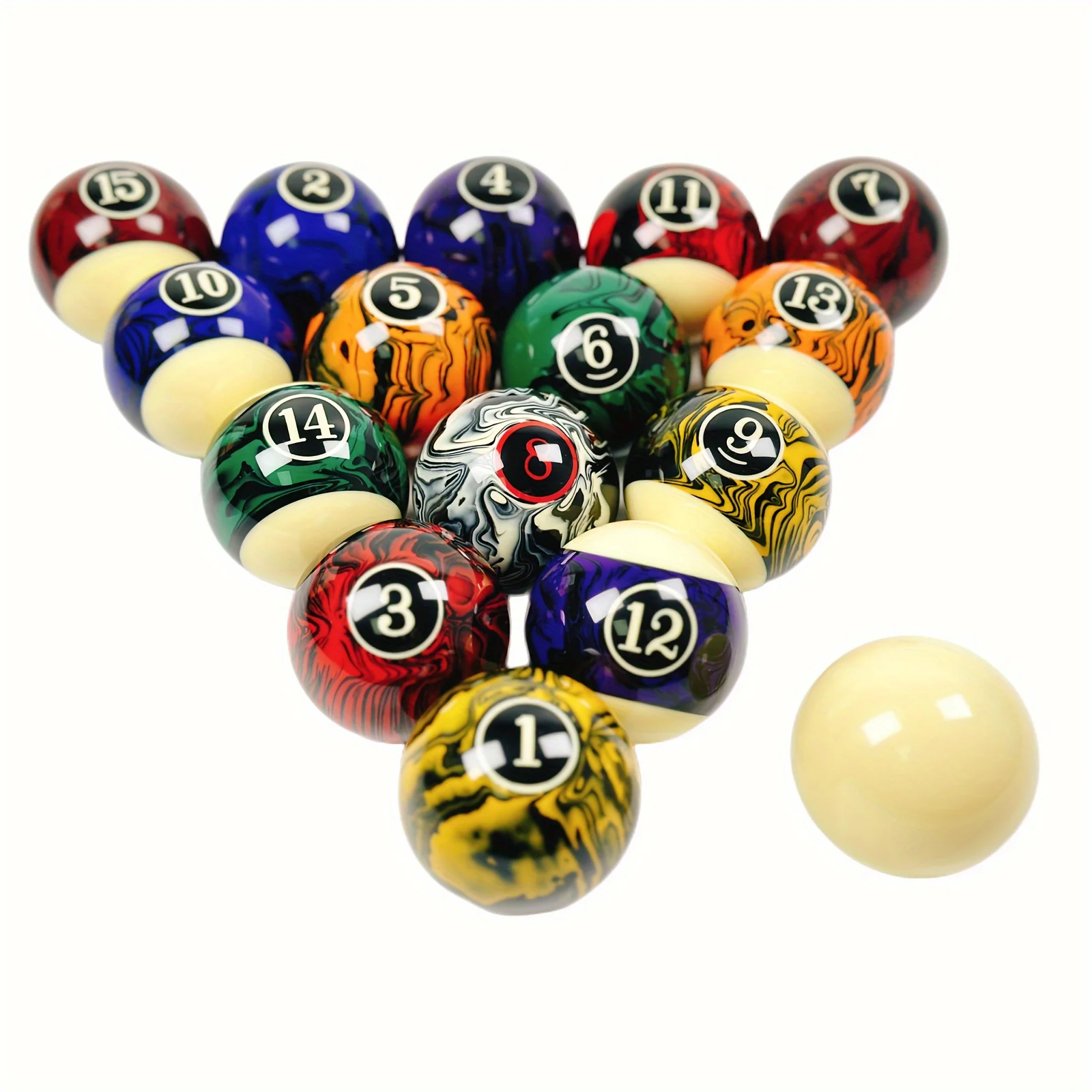 1 Set of 16 Marble Pattern Billiard Balls, 57.2mm/2.25in High-Quality Resin Billiard Balls
1 Set of 16 Marble Pattern Billiard Balls, 57.2mm/2.25in High-Quality Resin Billiard Balls