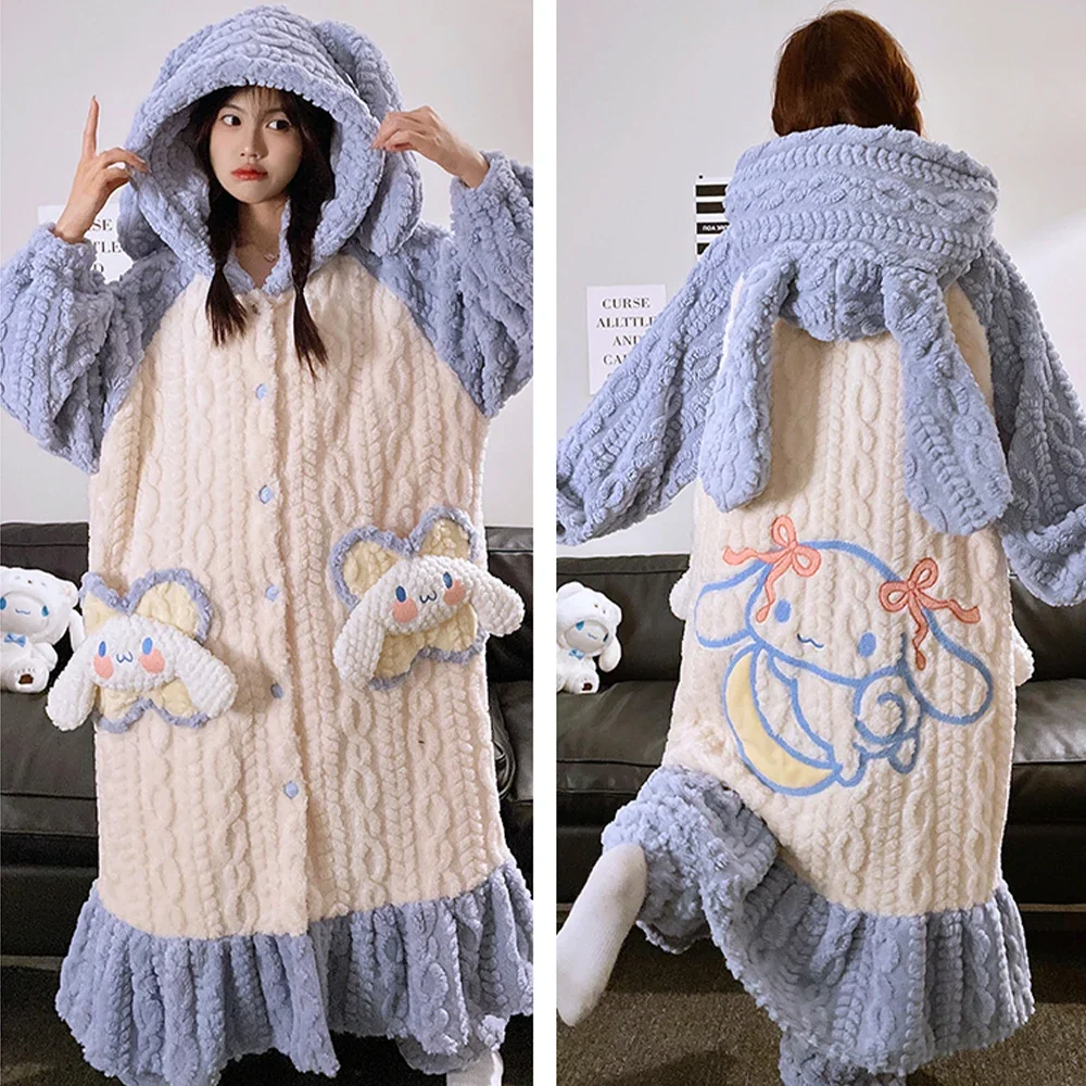 2Pcs Cinnamoroll Kawaii Women Plush Pajama Set Sanrios Hello Kitty Kuromi Winter Thicken Nightgown Winter Warm Home Clothes Girl
2Pcs Cinnamoroll Kawaii Women Plush Pajama Set Sanrios Hello Kitty Kuromi Winter Thicken Nightgown Winter Warm Home Clothes Girl