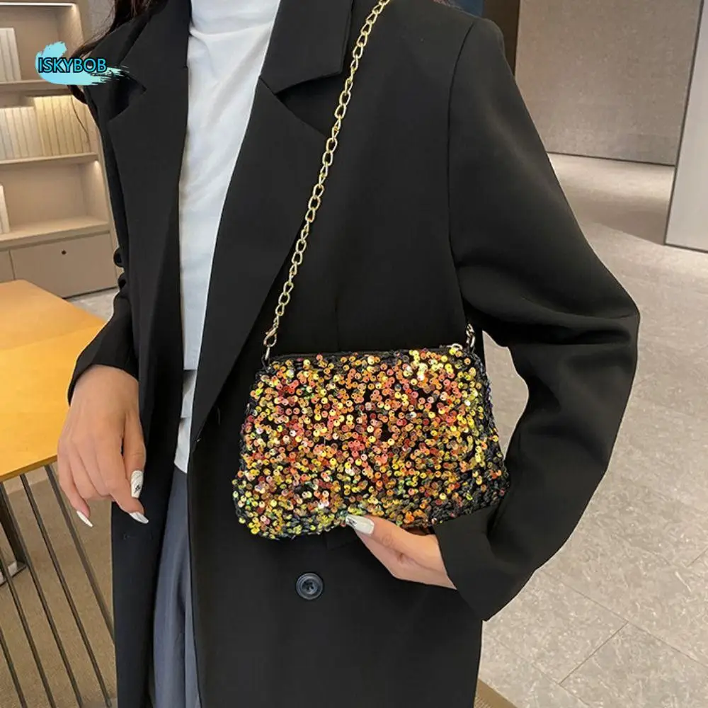 Fashion Solid Color Sequins Crossbody Bag Chain Korean Style Small Square Bag Handbag Underarm Bag Sequins Shoulder Bag Girl
Fashion Solid Color Sequins Crossbody Bag Chain Korean Style Small Square Bag Handbag Underarm Bag Sequins Shoulder Bag Girl