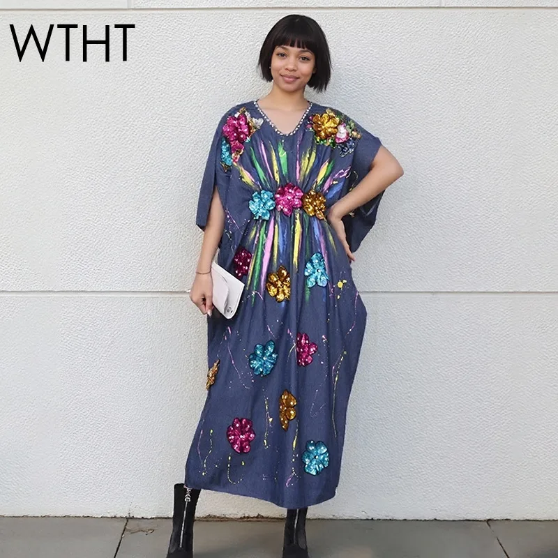 WTHT Trendy Women Spliced Nail Beading Flower Design Denim Dress 2025 Summer Fashion V-neck Short Sleeves Dresses Female 1LS2176
WTHT Trendy Women Spliced Nail Beading Flower Design Denim Dress 2025 Summer Fashion V-neck Short Sleeves Dresses Female 1LS2176