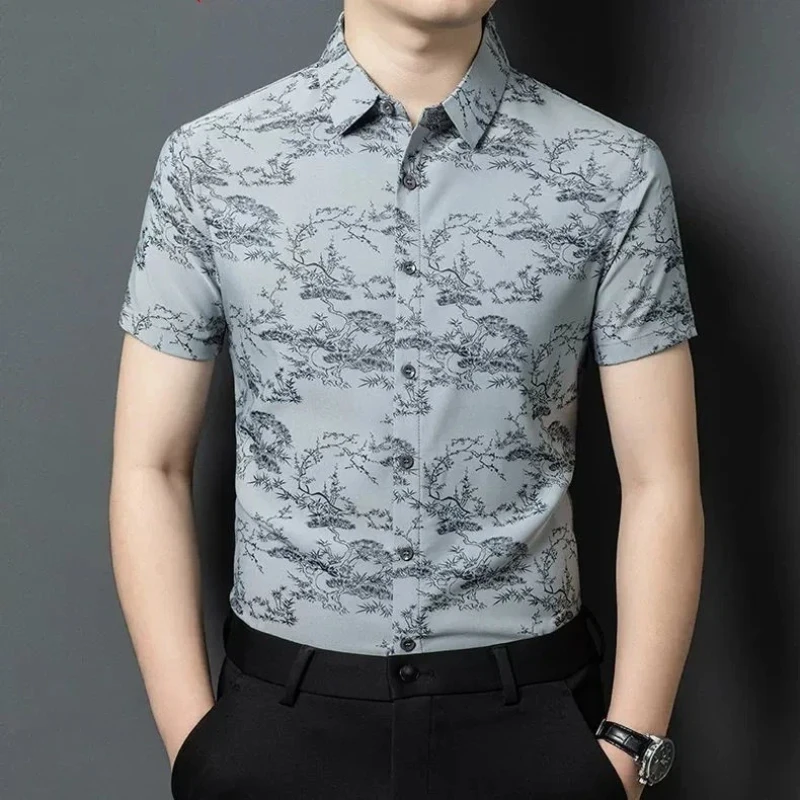 Mens Ice Silk Printed Short Sleeve Shirt Summer Casual Loose Formal Business Blouse
Mens Ice Silk Printed Short Sleeve Shirt Summer Casual Loose Formal Business Blouse