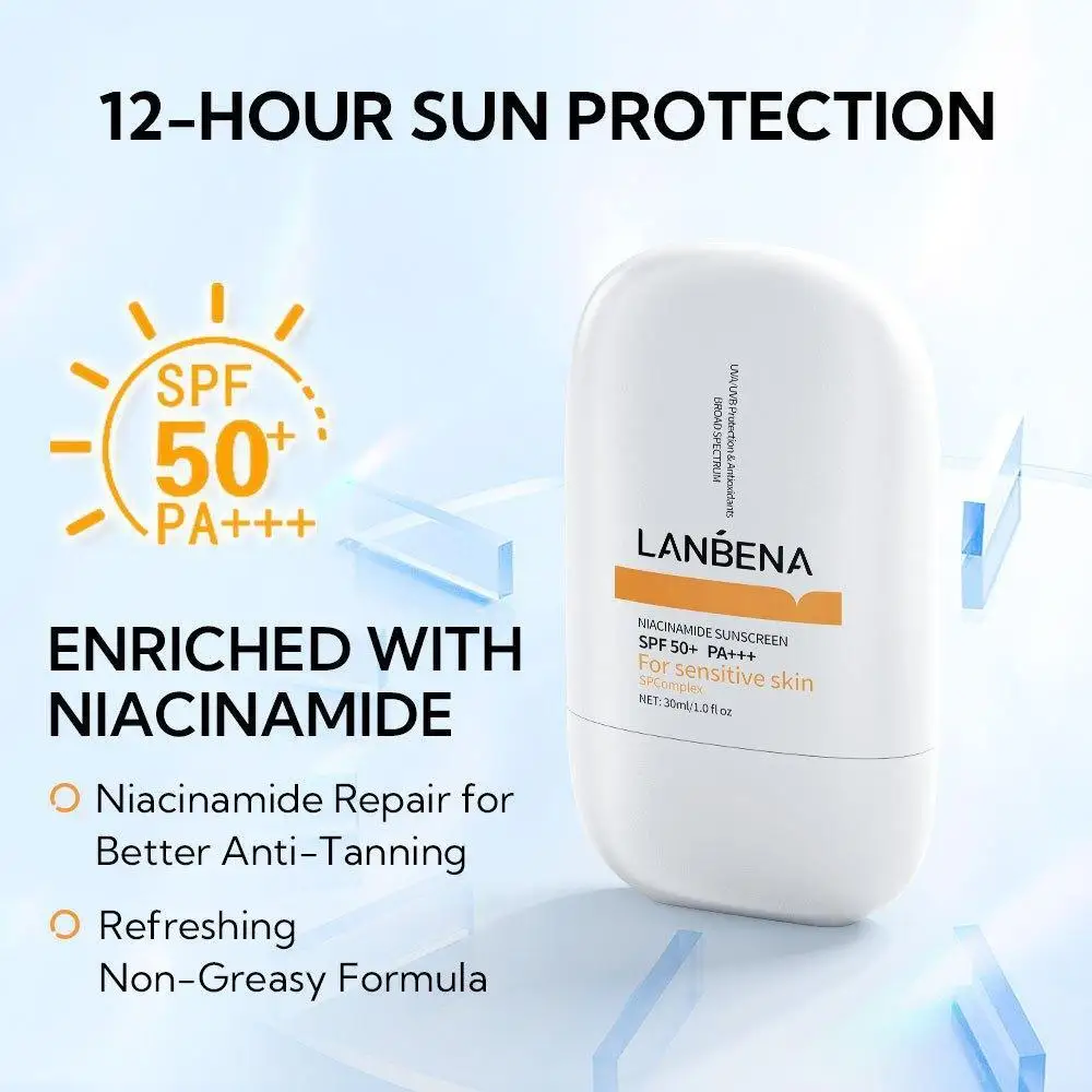LANBENA Ниацинамидный солнцезащитный крем SPF50+ PA+++ Контроль жирности Водонепроницаемый осветляющий солнцезащитный крем для тела для чувствительной кожи 30 мл
LANBENA Ниацинамидный солнцезащитный крем SPF50+ PA+++ Контроль жирности Водонепроницаемый осветляющий солнцезащитный крем для тела для чувствительной кожи 30 мл