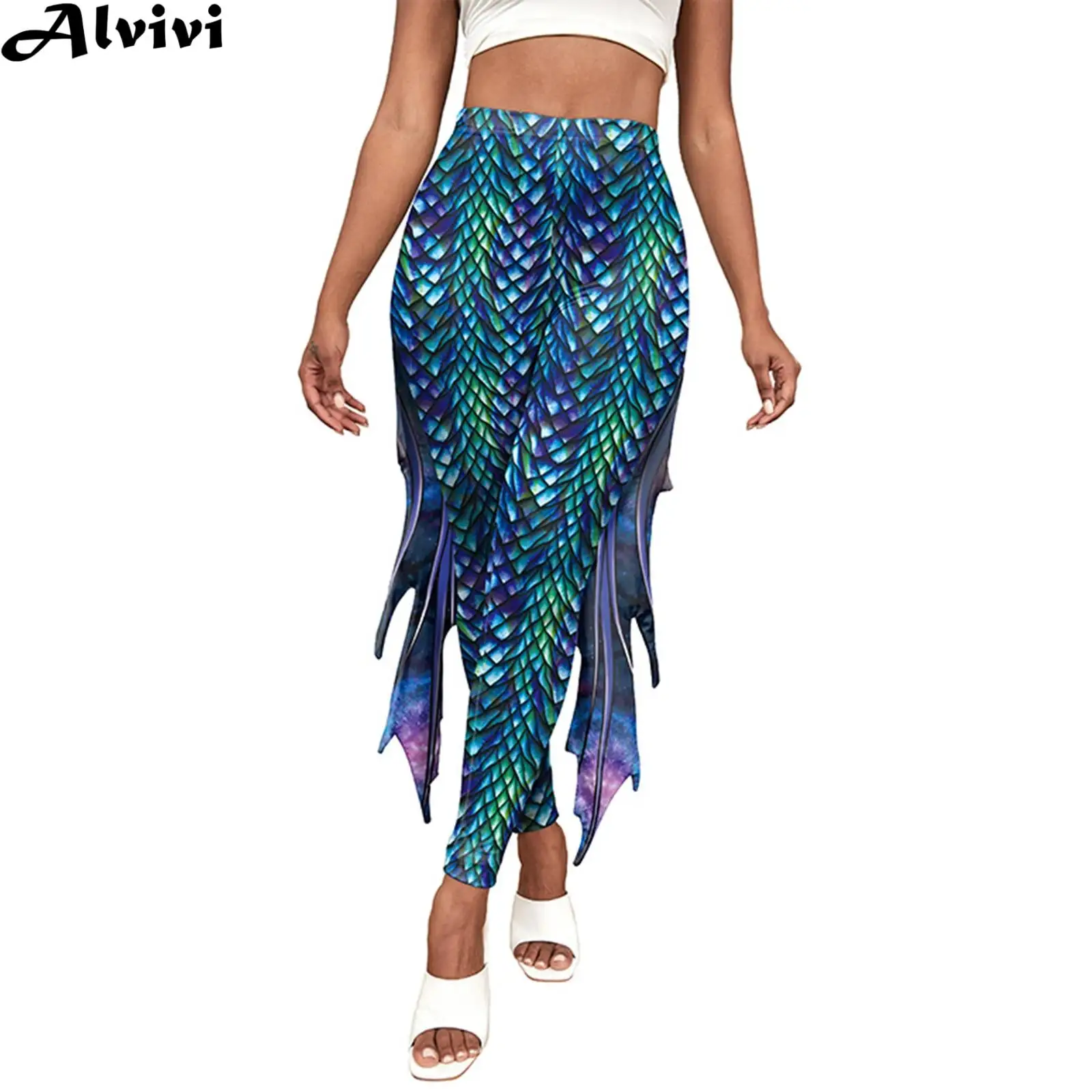 Women Fish Scale Print High Waist Yoga Pants Fitness Sports Swimming Leggings for Halloween Carnival Party Mermaid Cosplay
Women Fish Scale Print High Waist Yoga Pants Fitness Sports Swimming Leggings for Halloween Carnival Party Mermaid Cosplay
