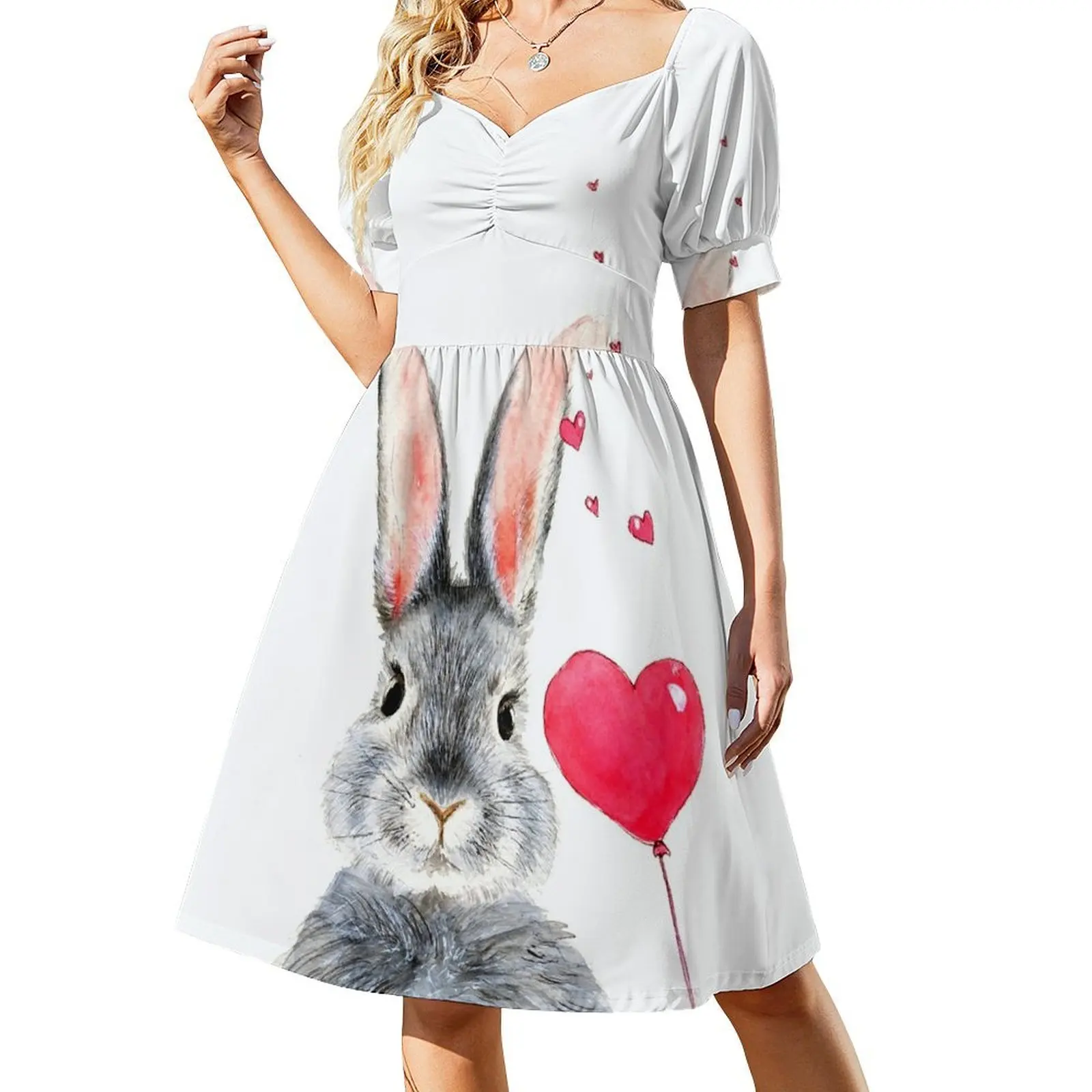 Watercolor bunny with heart Short-Sleeved Dress Dresses gala chic and elegant woman dress dress women summer evening woman
Watercolor bunny with heart Short-Sleeved Dress Dresses gala chic and elegant woman dress dress women summer evening woman