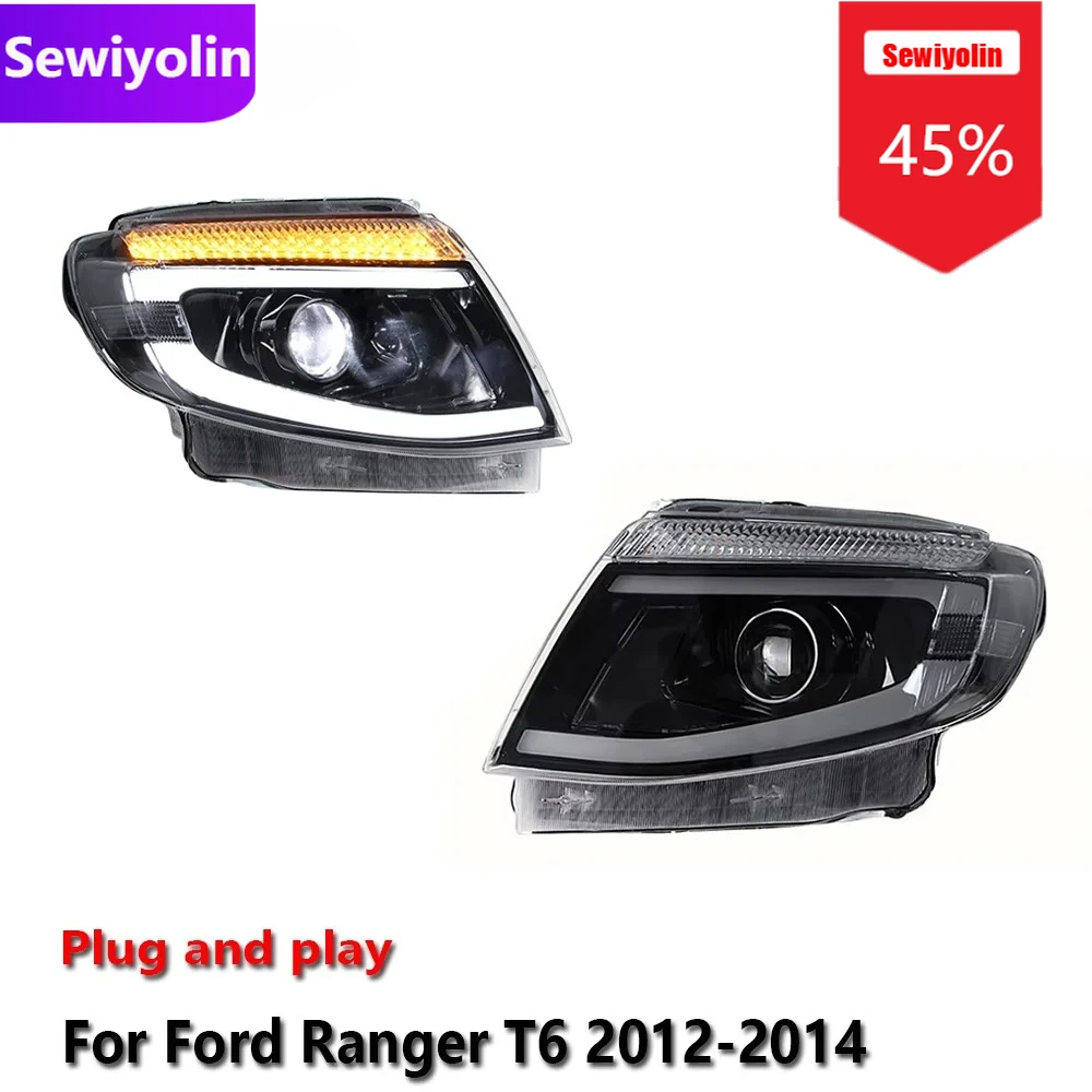 Автомобильные светодиодные фары DRL в сборе для Ford Ranger T6 2012-2014, противотуманные фары DRL, стоп-сигнал поворота Plug and Play 
Автомобильные светодиодные фары DRL в сборе для Ford Ranger T6 2012-2014, противотуманные фары DRL, стоп-сигнал поворота Plug and Play