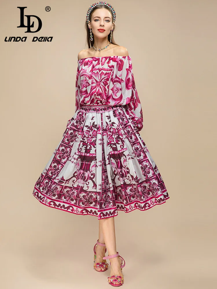 LD LINDA DELLA Designer 2023 Summer Holiday Skirts Set Women Silk Lantern sleeve Top+Print Midi Skirt Cotton 2 Pieces Suit
LD LINDA DELLA Designer 2023 Summer Holiday Skirts Set Women Silk Lantern sleeve Top+Print Midi Skirt Cotton 2 Pieces Suit