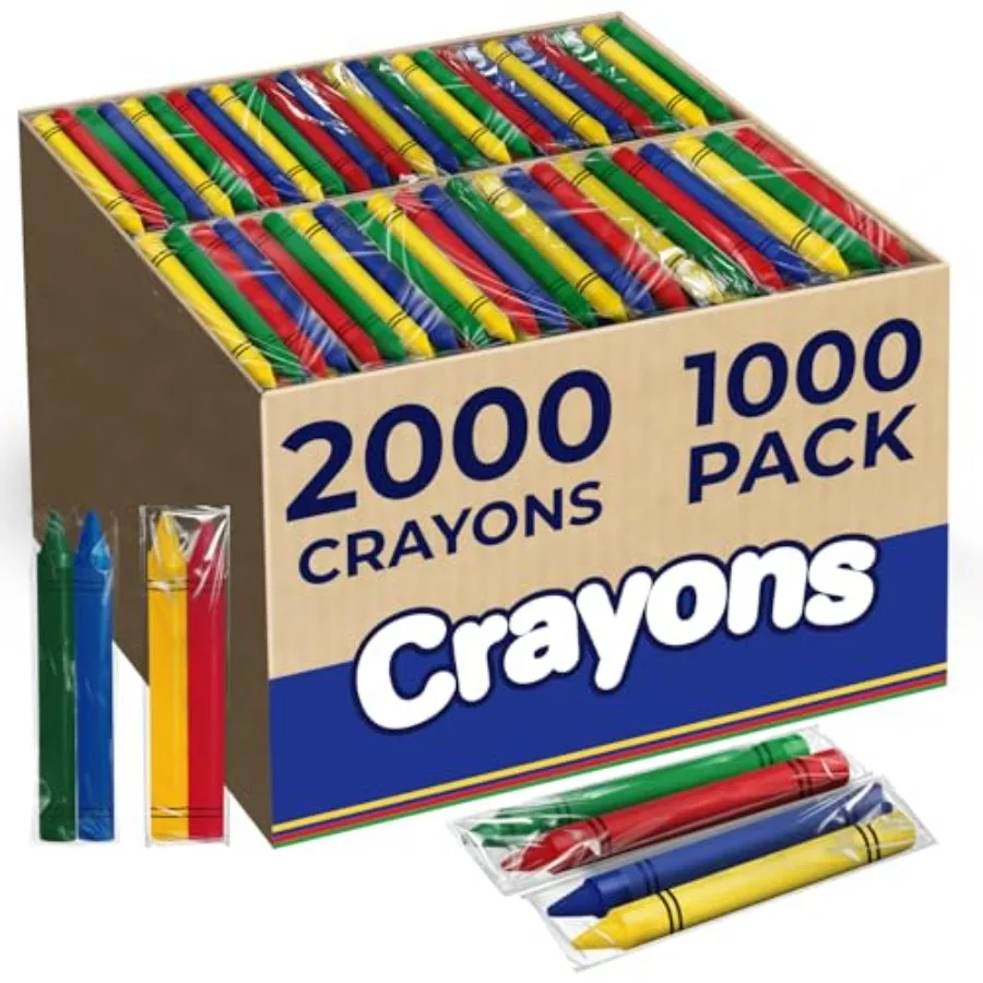 Crayons Bulk Pack 1000 Sets of 2 Pack 2000 Count 2 Assorted Colors Non-Toxic Coloring Crayons Individually Wrapped Sets Classro
Crayons Bulk Pack 1000 Sets of 2 Pack 2000 Count 2 Assorted Colors Non-Toxic Coloring Crayons Individually Wrapped Sets Classro