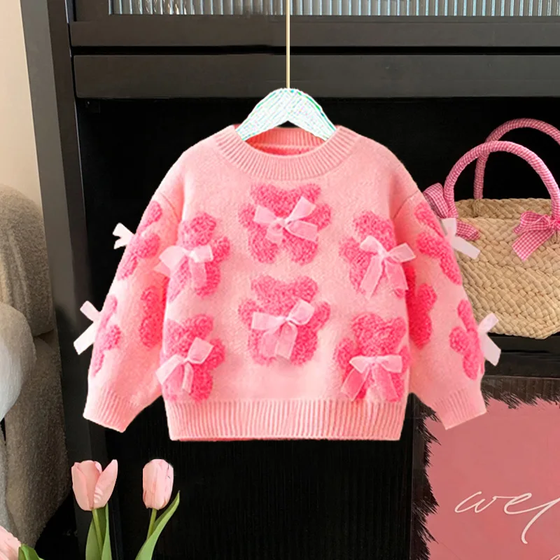 Girls2024New Autumn and Winter Sweaters Girls' Autumn and Winter Clothes Red round-Neck Christmas Striped Bear Top
Girls2024New Autumn and Winter Sweaters Girls' Autumn and Winter Clothes Red round-Neck Christmas Striped Bear Top