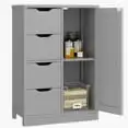 Bathroom Floor Storage Cabinet, Wooden Storage Organizer With 4 Drawers And 1 Door, Freestanding Pantry Cabinet With Adjustable 
Bathroom Floor Storage Cabinet, Wooden Storage Organizer With 4 Drawers And 1 Door, Freestanding Pantry Cabinet With Adjustable