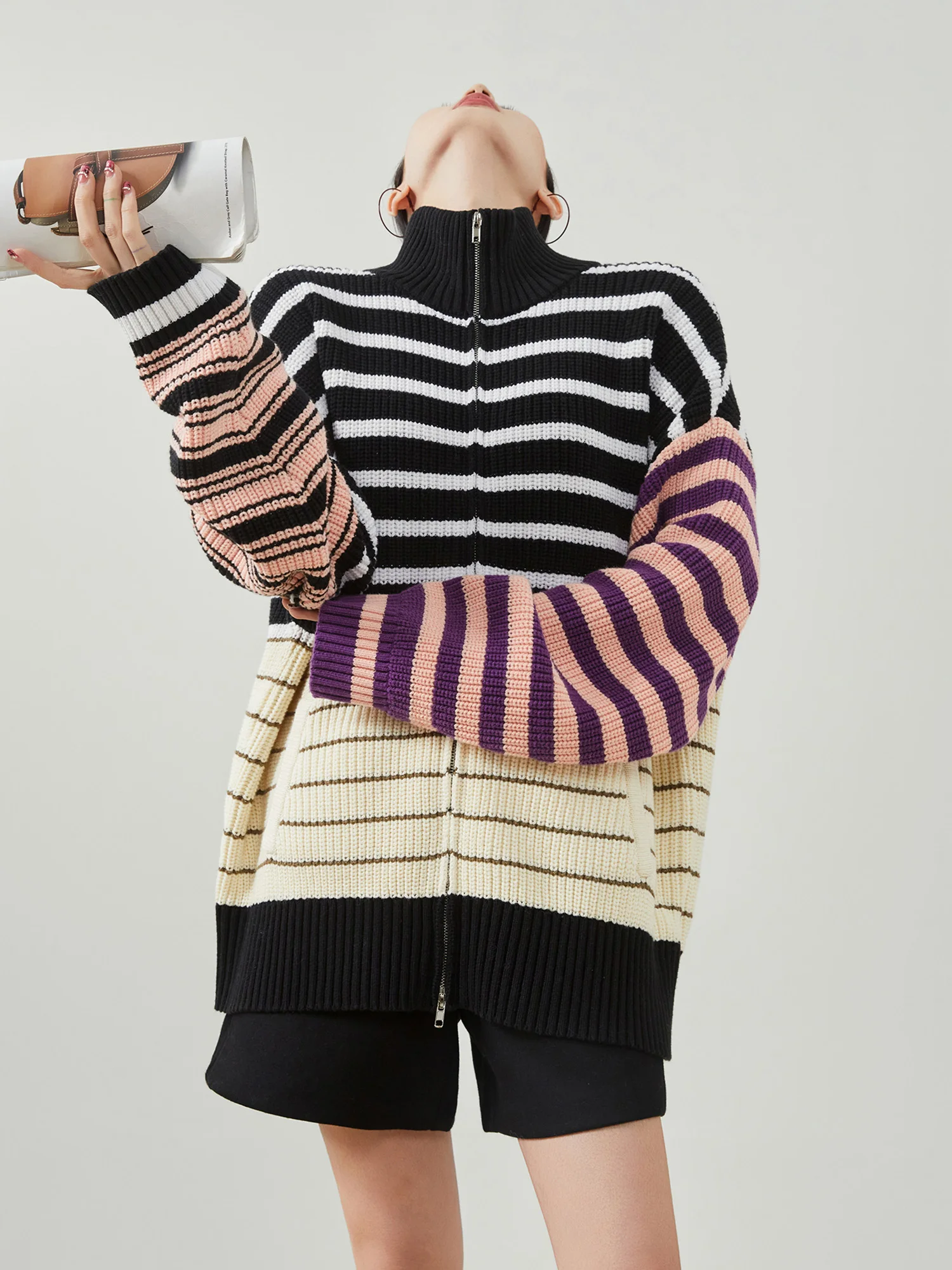 Dopne Color Blo Striped High Collar Knitted Open Cardigan Women's Loose Casual Sweater Jaet Spring 2026 New Sle
Dopne Color Blo Striped High Collar Knitted Open Cardigan Women's Loose Casual Sweater Jaet Spring 2026 New Sle