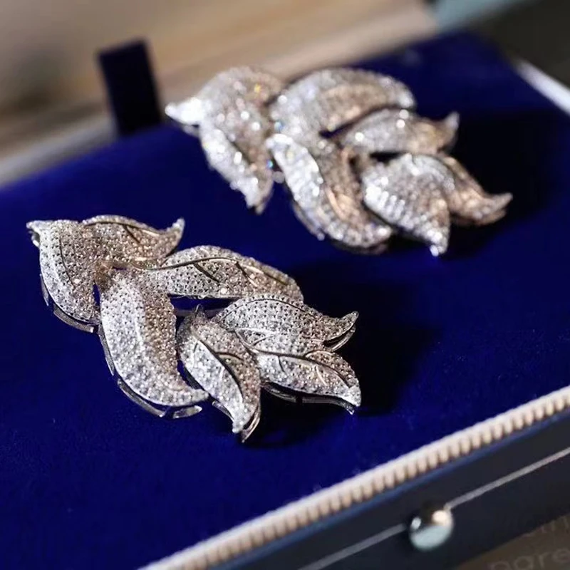 Leaf Earrings For Women Fine Jewelry 925Silver With Zircon For Party Night Dress Free Shipping
Leaf Earrings For Women Fine Jewelry 925Silver With Zircon For Party Night Dress Free Shipping