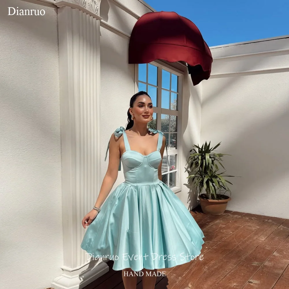 Dianruo Sweetheart Bow Straps Prom Dresses Satin A Line Birthday Dresses Above Knee Vestidos Elegantes Para Boda Customized
Dianruo Sweetheart Bow Straps Prom Dresses Satin A Line Birthday Dresses Above Knee Vestidos Elegantes Para Boda Customized