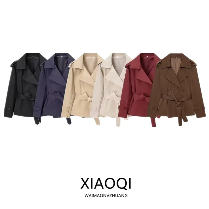 Spring 2026 Women's Fashion Short Jacket Pure Color Belted Versatile Color Series Commute Style Long Sleeve Double Button
Spring 2026 Women's Fashion Short Jacket Pure Color Belted Versatile Color Series Commute Style Long Sleeve Double Button