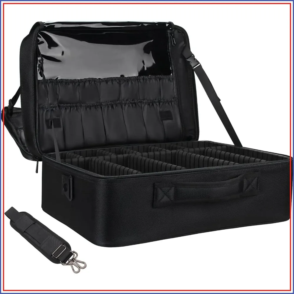Extra Large Makeup Case, Professional Makeup Artist Bag Double Layer Compartment Cosmetic Travel Organizer with Adjustable Dividers and Shoulder Strap
Extra Large Makeup Case, Professional Makeup Artist Bag Double Layer Compartment Cosmetic Travel Organizer with Adjustable Dividers and Shoulder Strap