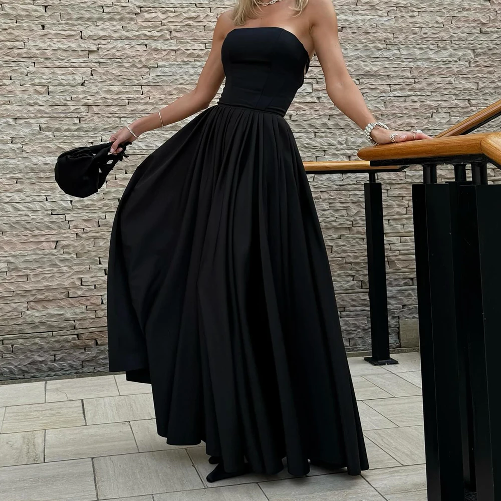 Strapless Lace Up Back A-Line Sleeveless Ruffles Jersey Floor Length Solid Color Elegant Evening Dress For Formal Occasions 2024
Strapless Lace Up Back A-Line Sleeveless Ruffles Jersey Floor Length Solid Color Elegant Evening Dress For Formal Occasions 2024
