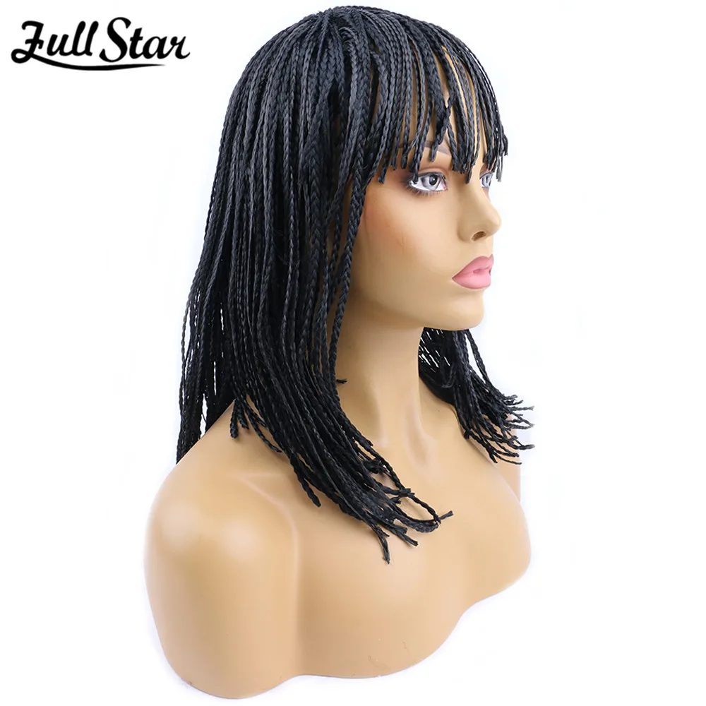 Full Star ZiZi braids Wig with Bangs Synthetic Hair 14Inch Natural Glueless Hair Wigs For Women Low Temperature Black Color
Full Star ZiZi braids Wig with Bangs Synthetic Hair 14Inch Natural Glueless Hair Wigs For Women Low Temperature Black Color