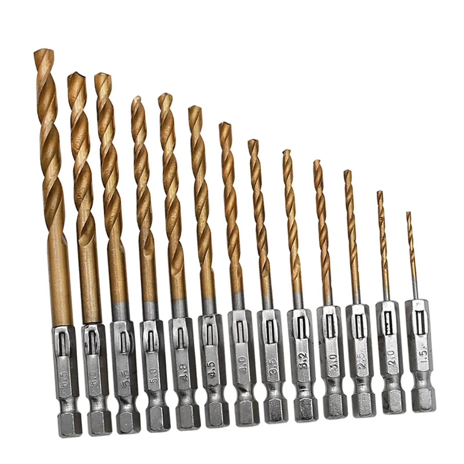 13 Pieces Twist Drill Bit Hex Shank Drill Bit Set for Steel Aluminum Alloy
13 Pieces Twist Drill Bit Hex Shank Drill Bit Set for Steel Aluminum Alloy