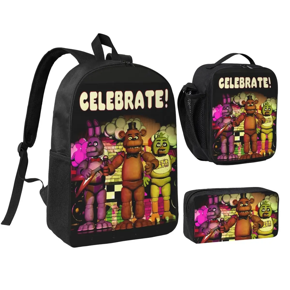 Celebrate FNAF 3pecs/set Backpack for Student Movie Game College Shoulder Bag Lunch bag Pencil Case
Celebrate FNAF 3pecs/set Backpack for Student Movie Game College Shoulder Bag Lunch bag Pencil Case