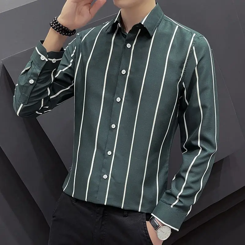2023 Men Spring Autumn Fashion Korean Striped Dress Shirts Men's Long Sleeve Plaid Blouses Male Business Casual Shirts I96
2023 Men Spring Autumn Fashion Korean Striped Dress Shirts Men's Long Sleeve Plaid Blouses Male Business Casual Shirts I96