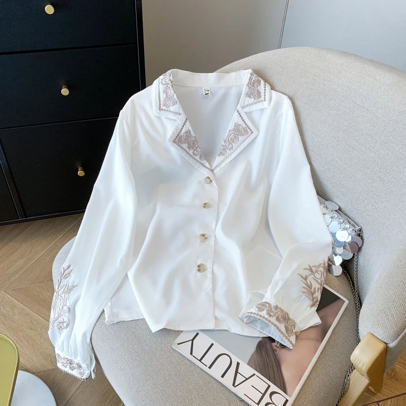 Chic Design White Embroidery Shirt Women Korean Y2K Long Sleeve Loose Chiffon Shirts Female Spring New Casual All Match Tops
Chic Design White Embroidery Shirt Women Korean Y2K Long Sleeve Loose Chiffon Shirts Female Spring New Casual All Match Tops