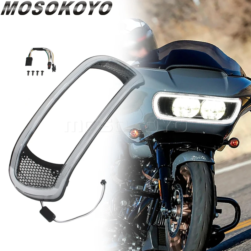 For Harley Road Glide Special FLTRXS Ultra FLTRUSE FLTRX Motorcycle Headlight Head Light Bezel Fairing Cover W/ LED Light 2014+
For Harley Road Glide Special FLTRXS Ultra FLTRUSE FLTRX Motorcycle Headlight Head Light Bezel Fairing Cover W/ LED Light 2014+