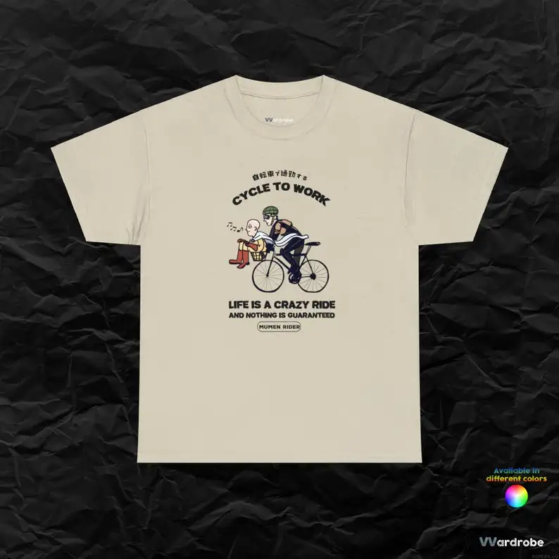 Тяжелая хлопковая Футболка Sayytama Bald Hero and Mummen Rider с надписью «Cycle to Work''
Тяжелая хлопковая Футболка Sayytama Bald Hero and Mummen Rider с надписью «Cycle to Work''
