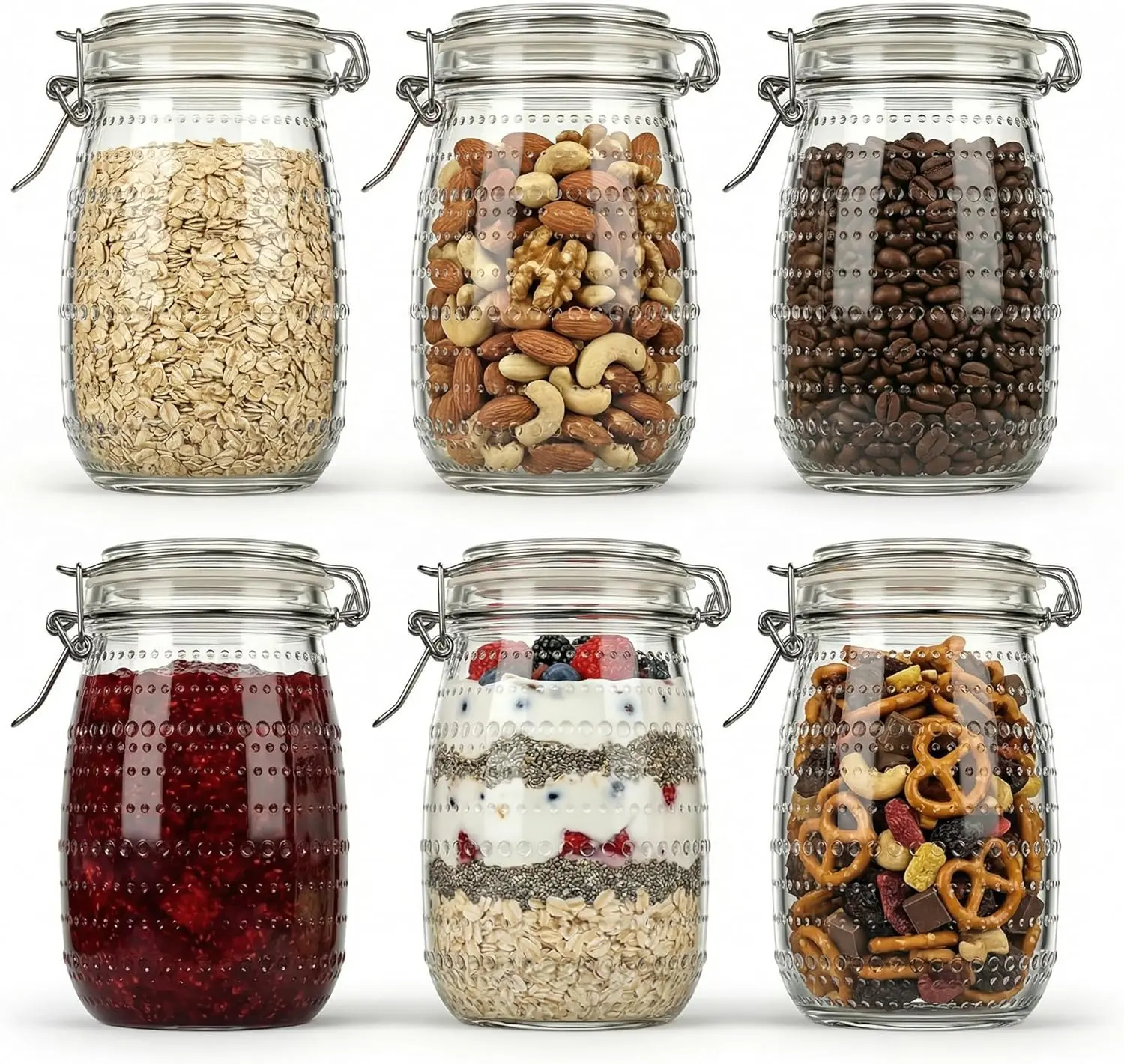 32 OZ Glass Jars with Airtight Clip-Top Lids 6 Pack, Wide Mouth Reusable Glass Storage Jars for Kitchen Pantry, Pickling,
32 OZ Glass Jars with Airtight Clip-Top Lids 6 Pack, Wide Mouth Reusable Glass Storage Jars for Kitchen Pantry, Pickling,