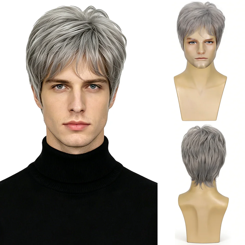 Silver Gray Men Short Fluffy Wig Natural Hairline Textured Short Crop Synthetic Hair For Cosplay Party Halloween Costume Daily
Silver Gray Men Short Fluffy Wig Natural Hairline Textured Short Crop Synthetic Hair For Cosplay Party Halloween Costume Daily