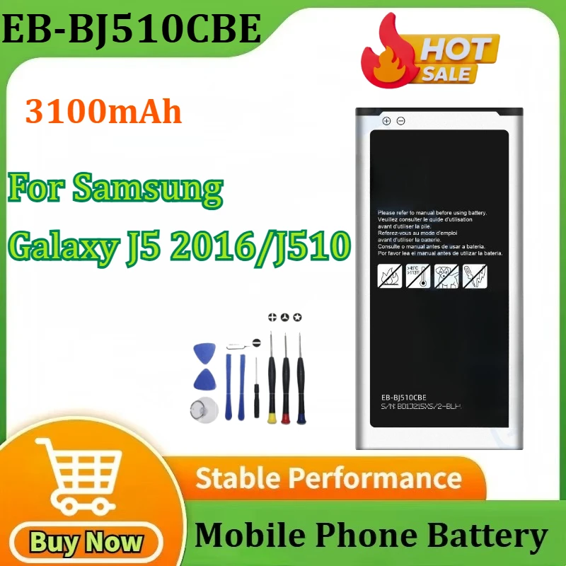 EB-BJ510CBE 3100mAh for Samsung Galaxy J5 2016/ J510/J510F/J510G/ J510FN/J510Y/J510M /J510CN/J5108 Mobile Phone Battery + Tools
EB-BJ510CBE 3100mAh for Samsung Galaxy J5 2016/ J510/J510F/J510G/ J510FN/J510Y/J510M /J510CN/J5108 Mobile Phone Battery + Tools