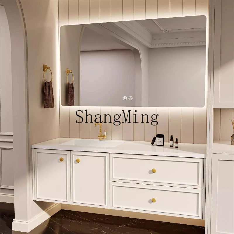 SM oak bathroom cabinet combined rock slab integrated basin modern simple bathroom washbasin
SM oak bathroom cabinet combined rock slab integrated basin modern simple bathroom washbasin