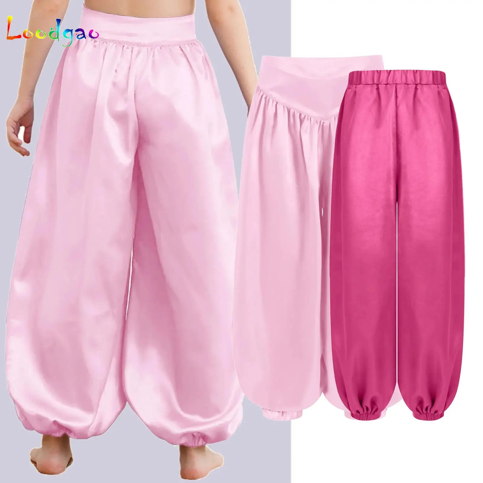 Girls Wide-Leg Satin Bloomers Solid Belly Dance Pants Children Halloween Arabian Princess Cosplay Costume Theme Party Dress Up
Girls Wide-Leg Satin Bloomers Solid Belly Dance Pants Children Halloween Arabian Princess Cosplay Costume Theme Party Dress Up