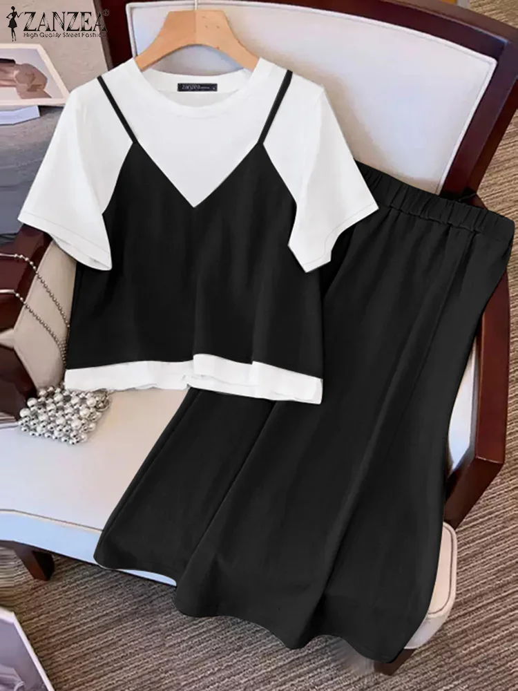 ZANZEA 2PCS Summer Outfits Fashion Short Sleeve Patchwork Blouse Wide Leg Pant Suit Women Matching Sets Casual Loose Tracksuits
ZANZEA 2PCS Summer Outfits Fashion Short Sleeve Patchwork Blouse Wide Leg Pant Suit Women Matching Sets Casual Loose Tracksuits