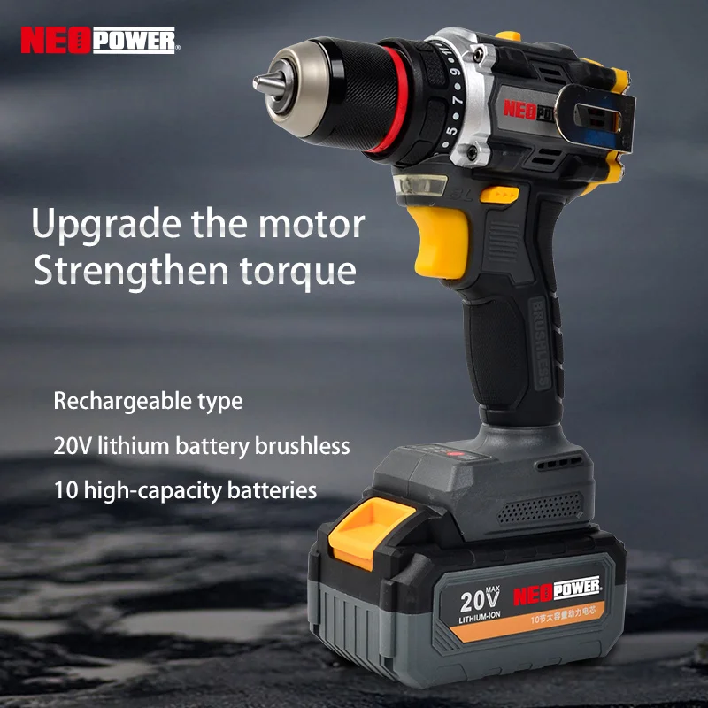 20V Brushless Power Drill Cordless, Electric Drill Set with 2 1500mAh Batteries, 2 Variable Speed, 23+1 Torque Setting
20V Brushless Power Drill Cordless, Electric Drill Set with 2 1500mAh Batteries, 2 Variable Speed, 23+1 Torque Setting