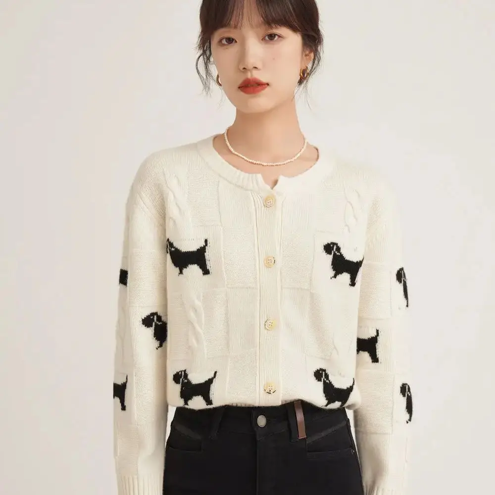 Knitted Cardigan Puppy Single Breasted Women'S Sweater 2024 New Korean Style Sweater Casual Knitted Cardigan Short Style
Knitted Cardigan Puppy Single Breasted Women'S Sweater 2024 New Korean Style Sweater Casual Knitted Cardigan Short Style