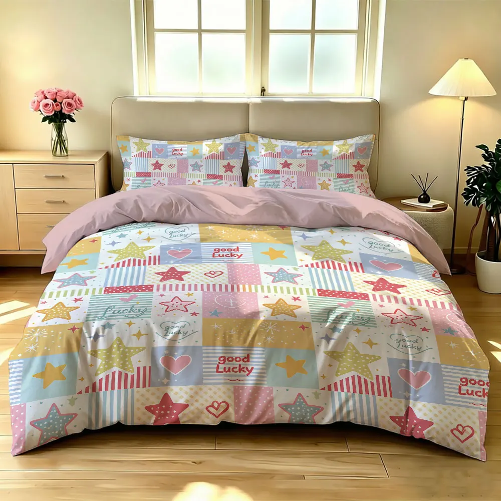 3pcs Colorful Beautiful Star Print Coreless Summer Duvet Set Multi Size Bedroom Dormitory Bedding Decoration, Machine Washable
3pcs Colorful Beautiful Star Print Coreless Summer Duvet Set Multi Size Bedroom Dormitory Bedding Decoration, Machine Washable