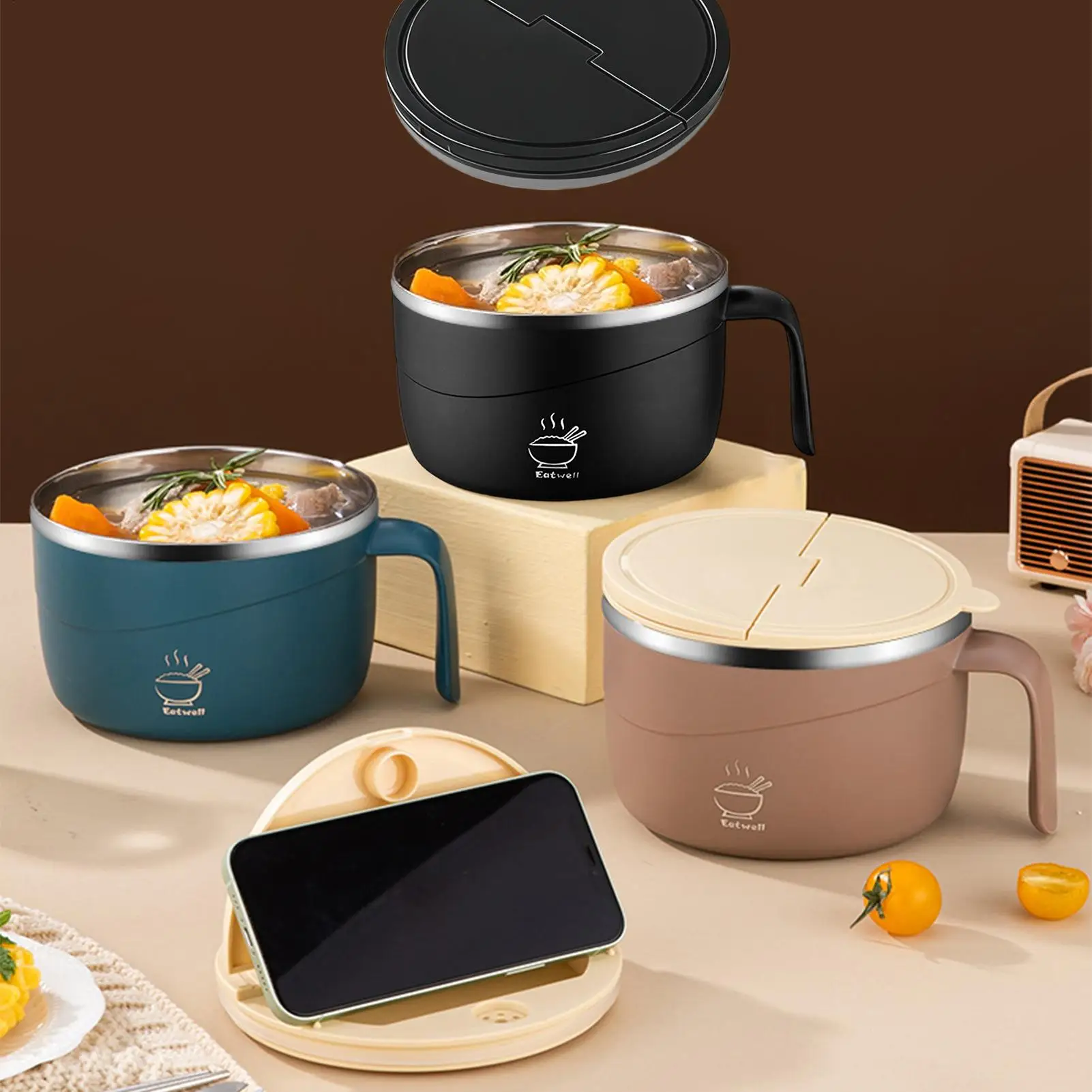 Stainless Steel Bowl 1200ml Instant Noodles Bowl Set Anti-Scalding Soup Mugs With Lid And Fork Lunch Bowl For Kitchen Utensils
Stainless Steel Bowl 1200ml Instant Noodles Bowl Set Anti-Scalding Soup Mugs With Lid And Fork Lunch Bowl For Kitchen Utensils