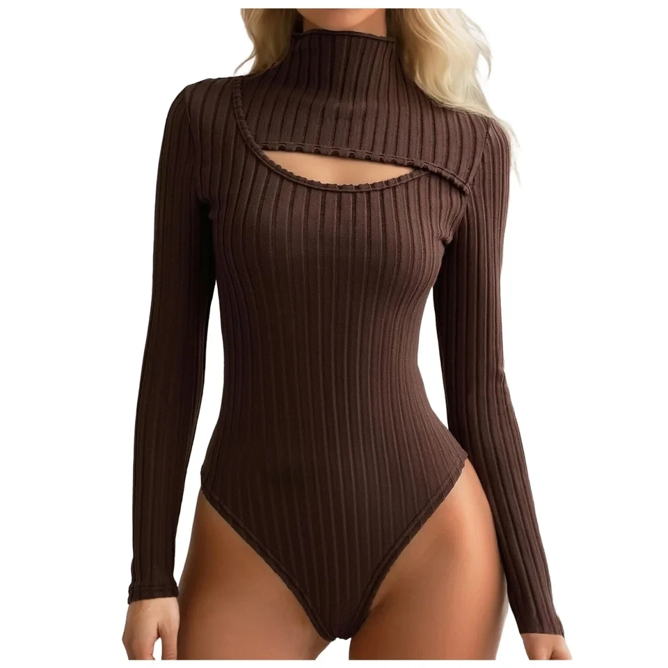 Long Sleeve Bodysuits For Women Sexy Hollow Out Ribbed Bodysuit Tops Solid Turtleneck Stretchy Casual Basic Rompers
Long Sleeve Bodysuits For Women Sexy Hollow Out Ribbed Bodysuit Tops Solid Turtleneck Stretchy Casual Basic Rompers